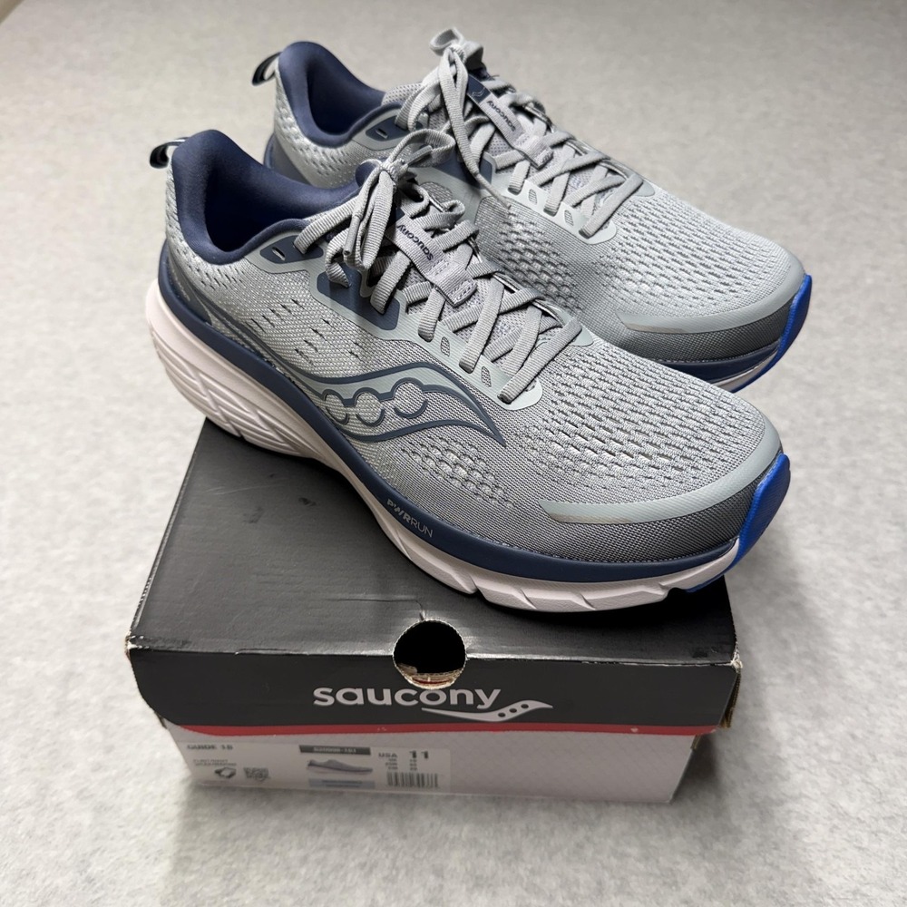 Saucony Guide 18 Shoes Mens 11 Gray Navy Running Stability Cushioned S20998-161